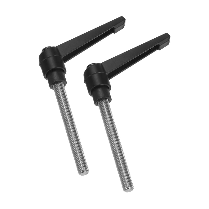 [Australia - AusPower] - uxcell 2pcs Clamping Lever Handles, M8 x 70mm 304 Stainless Steel Threaded Male Stud, Adjustable Handles Locking Quick Release Ratchet Push Button Bolt Knobs, Black 