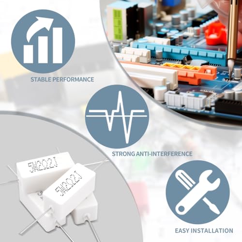 5 W 5% Tolerance 2.2 Ohm Ceramic Cement Resistor for DIY Project and Experiments Pack of 10 2.2Ω 5W