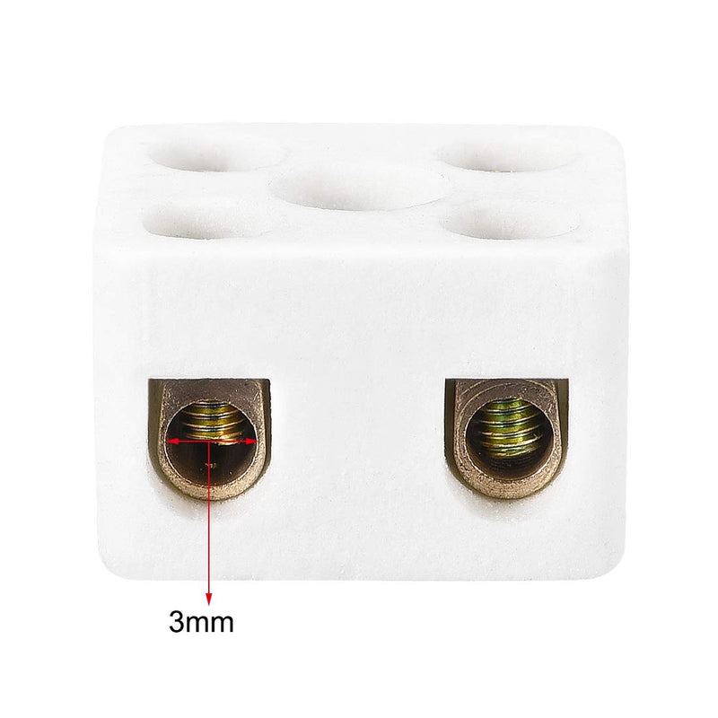[Australia - AusPower] - uxcell 2 Way Ceramics Terminal Blocks High Temp Porcelain Ceramic Connectors 21.5x19.5x14.2mm for Electrical Wire Cable 5 Pcs 