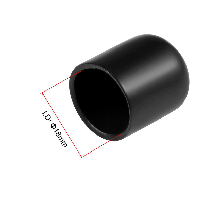 [Australia - AusPower] - uxcell 10pcs Rubber End Caps 18mm ID Vinyl Round End Cap Cover Screw Thread Protectors Black 