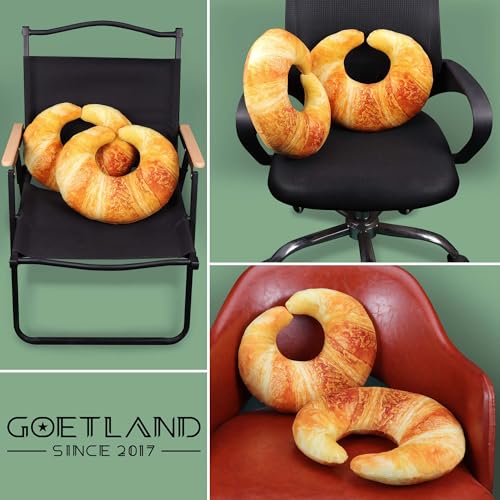 Goetland Croissant Pillow U Shpae Neck Pillow Bread Pillow Sofa Cushion Back Cushion for Kids Traveling Living Room Home Decor