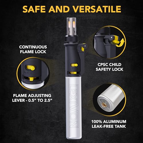 LEXIVON Butane Soldering Iron Kit, Wireless Gas Soldering, Self-Igniting Adjustable Flame, 7 Attachments Set, Working Temperature up to 1300°C, and up to 600°C while Working with Soldering Tips (LX-770)