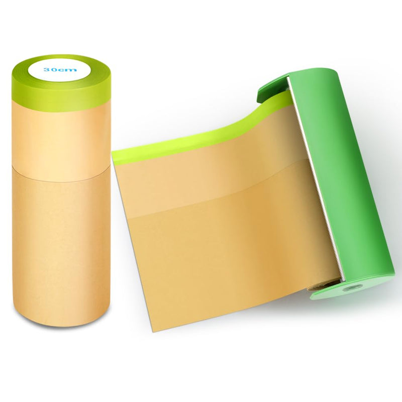 NETEHA 2 Rolls 12inch x 50feet Masking Paper with 1pcs Dispenser, Paint Adhesive Protective Paper Roll for Painting Protection Covering, Car Auto Body and Wall Covering Skirting 2 Roll with Dispenser