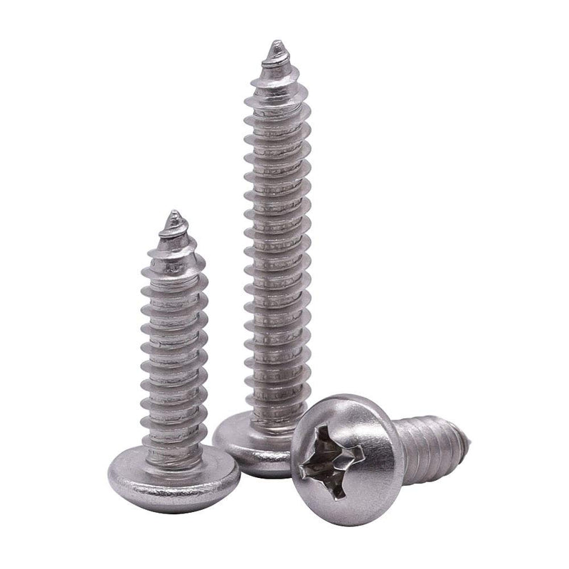 [Australia - AusPower] - #6 x 1/2" Pan Head Sheet Metal Screw, 304 Stainless Steel 18-8, Phillips Drive Self Tapping Screw, Round Head Wood Screw, Bright Finish, Full Thread, Pack of 100 #6 x 1/2" 