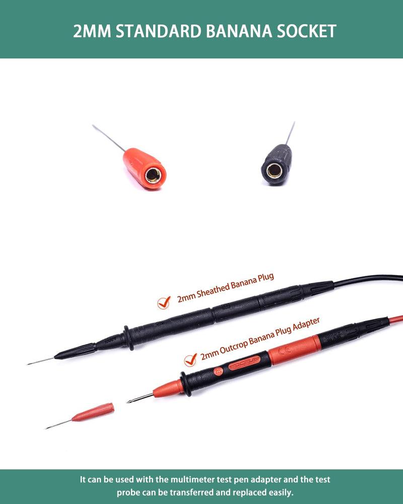 [Australia - AusPower] - Electrical Back Probe Needles, 8pcs Back Probe Kit Automotive for Instrument Parts Accessories 2mm Socket Test Leads Diameter 0.7mm Pins Fine Tester Puncture 