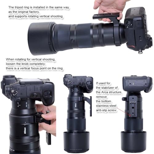 iShoot Tripod Mount Ring Lens Collar Compatible with Nikon Nikkor Z 180-600mm F5.6-6.3 VR, Lens Support Bracket Holder Bottom Arca-Swiss Fit Quick Release Plate for Arca Tripod Head Clamp & Stabilizer