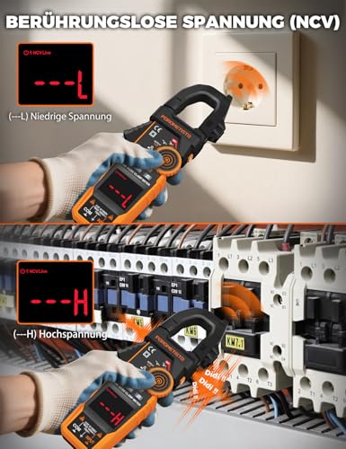 CM06PRO Digital Clamp Meter 6000 Counts True RMS, 1000A AC/DC - with Inrush Current Measurement & NCV - Multimeter for Current, Voltage, Resistance, Capacitance, Temperature, Line Detection CM06PRO