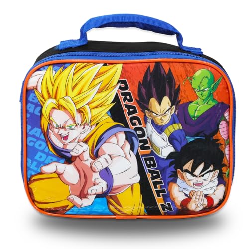 TOEI Animation Dragon Ball Z Backpack with Lunch Box - Bundle with 16" Backpack, Lunch Bag, Water Bottle, Stickers, More | Dragon Ball School Backpack Kids