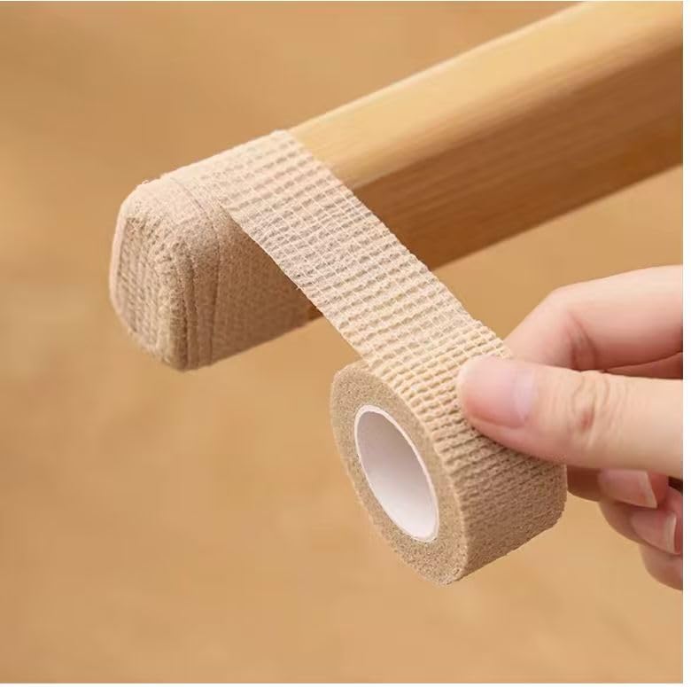 1 Inch Wide Skin Colour Elastic Self- Adhesive Bandage Finger Tape,Wrap Bandages for Wrist and Ankle for Chair and Table Legs to Reduce Friction and Noise-12pc 12pcs