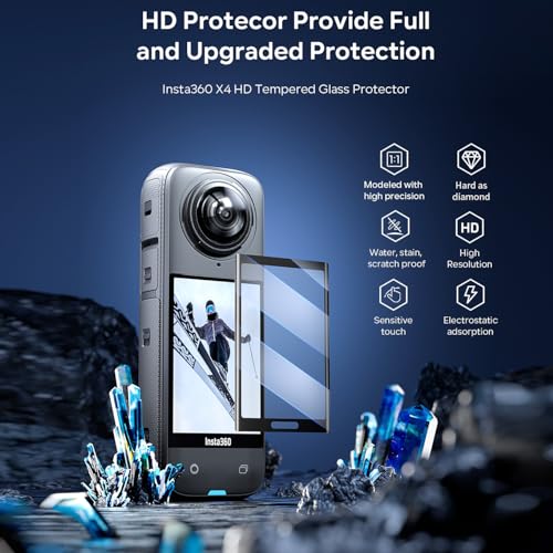 Insta 360 X4 Aluminum Metal Frame Cage Mount Clamp with Silicone Lens Cap Screen Protector for Insta360 X4 X 4 Camera Accessories Kit Multi-use Adapter Case Bag Anti-Scratch Hard Film Cover