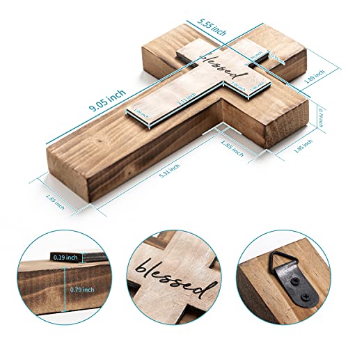 OKSQW Wall Wooden Christians Cross Spiritual Religious Cross Gifts Blessed