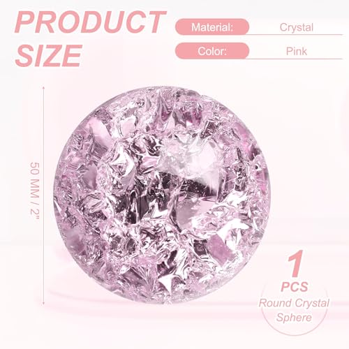uxcell Round Crystal Sphere, 50mm / 2" Glass Solid Decorative Sphere Crystal Ball for Home Decor Ornament Gift Craft Feng Shui Divination Fortune Telling Fountain Decoration, Pink