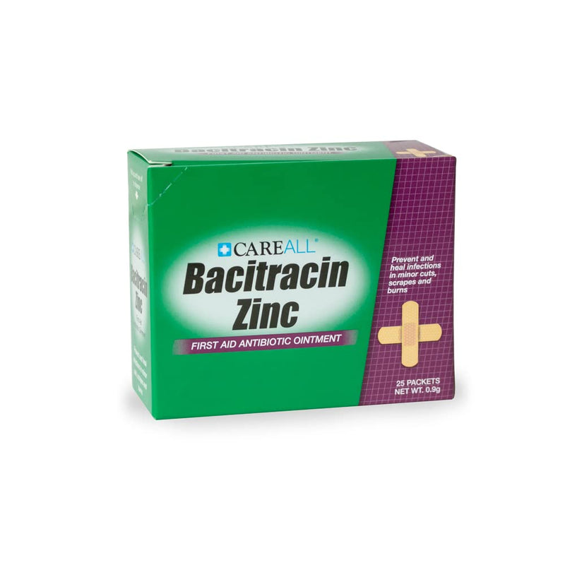 [Australia - AusPower] - CareAll Bacitracin Antibiotic Zinc Ointment 0.9gr Foil Packet (25 Pack). First Aid Ointment to Prevent and Heal Infections for Minor Cuts, Scrapes and Burns. 