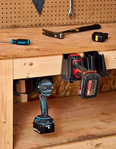 CADDY black 2-pack universal wall mount drill holder for Milwaukee and DeWalt cordless tools