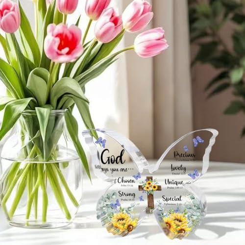 God, Christian Gifts Bible Verses Religious Sunflower Gifts for Women Men God Says You Are