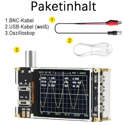Treedix Handheld Digital Mini Oscilloscope Kit with 3 Trigger Modes | 2.4 inch LCD screen, 24MSa/s high sampling rate, 200 kHz bandwidth, X10/X5/X1 sensitivity, GND/AC/DC coupling method