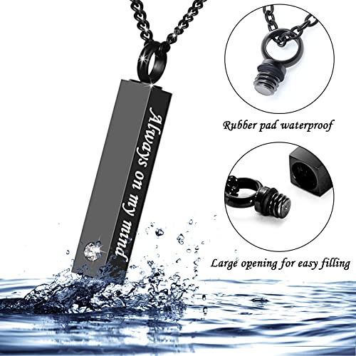 weikui 6 Pieces Crystal Silver Black Urn Necklace for Ashes Memorial Cremation Urn Jewelry Bar Locket Keepsake Cube Ashes Necklace for Women Men - Funnel Kit & Flannel Bag 6Pcs necklace