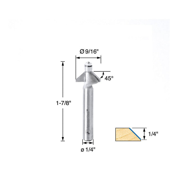 Amana Tool - MR0108 Carbide Tipped Miniature Chamfer 45° x 9/16 Dia x 1/4