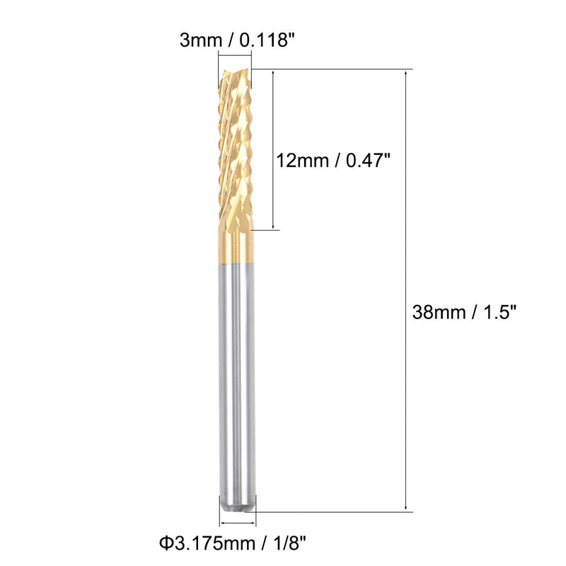 [Australia - AusPower] - uxcell 10Pcs 3mm Titanium Coat Carbide End Mill Engraving Milling Cutter CNC Router Bits for PCB Machine, 1/8" Shank 