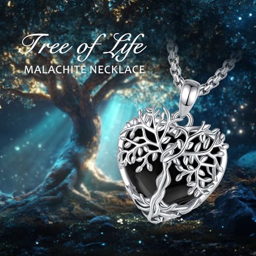 Vito Obsidian Tree of Life Pendant Necklace for Women Men