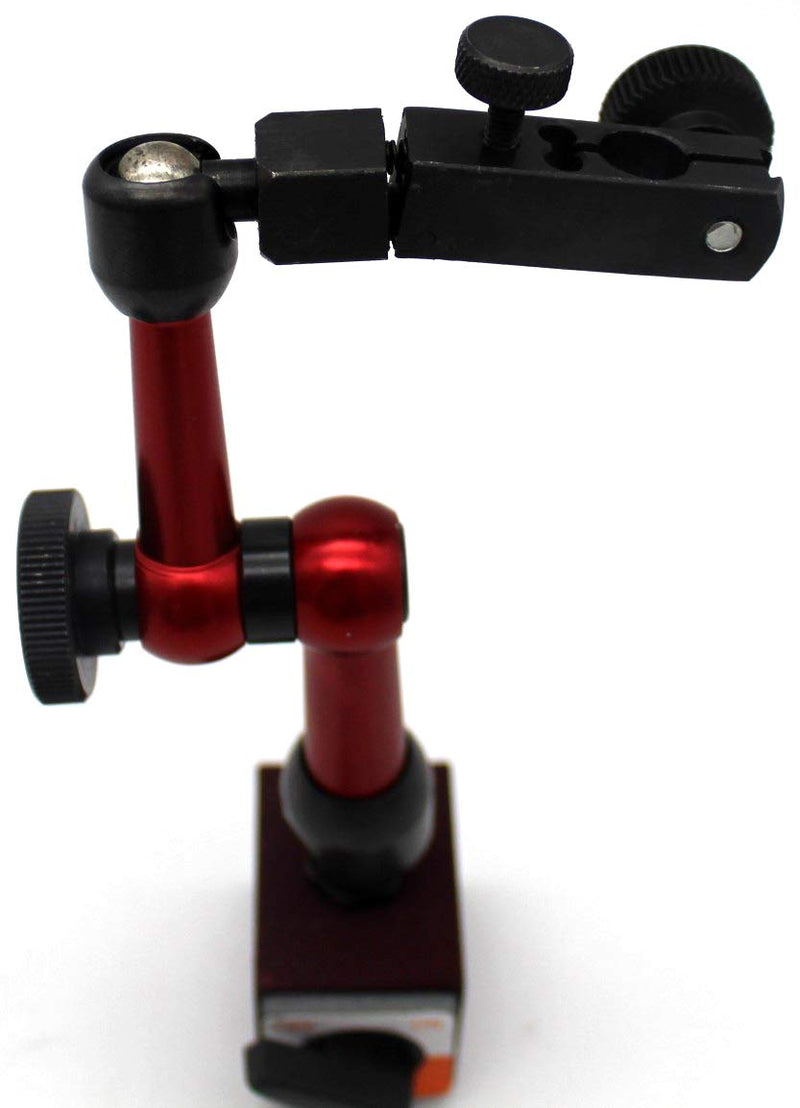 Dial Indicator Magnetic Base - 50lb Pull Force with 3D Locking Arm and Fine Adjustment - for Test Indicators with 3/8 Inch Stem or Dovetail Mount in Small Spaces and Metal Working Machine