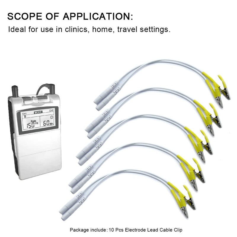[Australia - AusPower] - Electrode Lead Wires Cable Clip, Compatible with Most TENS EMS Unit, 10 Pcs 