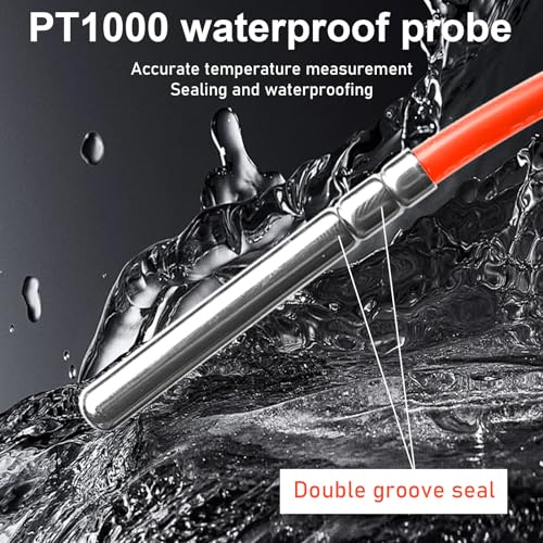 PT1000 Temperature Sensor, Temperature Sensor, 3 Metre Silicone Cable Cable, Temperature Sensor Heating, up to +200°C, Cable Sensor, Solar Sensor for Industrial and Household Appliances Applications