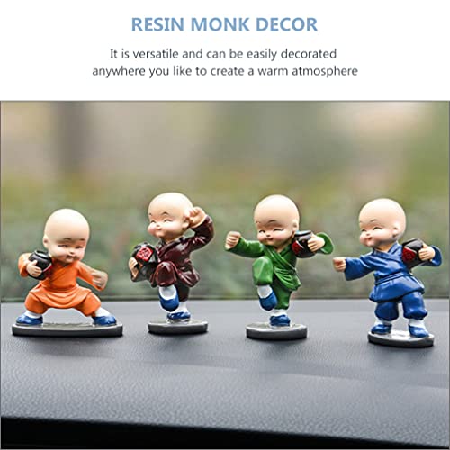 Abaodam Mini Monk Figurines Resin Car Dash Ornament for Center Console and Home Decor Vivid Monk Statue Set of 4 3.14 X 2.44 X 1.18 in