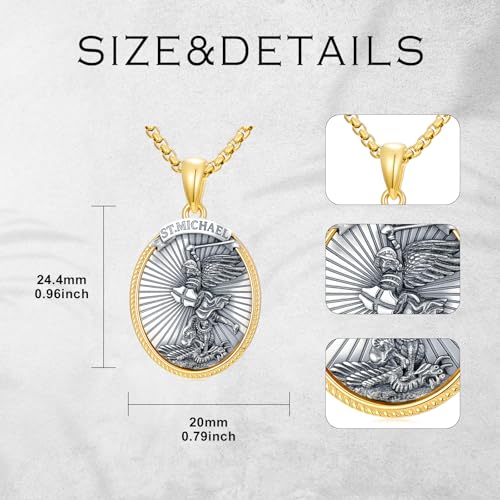Saint Michael Necklace 925 Sterling Silver Archangel Catholic Pendant Patron Religious Amulets Jewelry Gift for Men Women