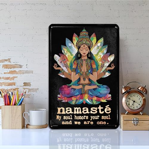 Funny Metal Sign,Namaste My Soul Honors Your Soul 8x12 Inch Black -9