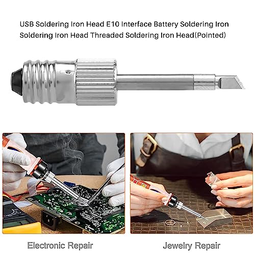 Jevina 3 Pieces Brass Soldering Tips USB Soldering Iron Head Welding Tips for Soldering Stations with E10 Interface