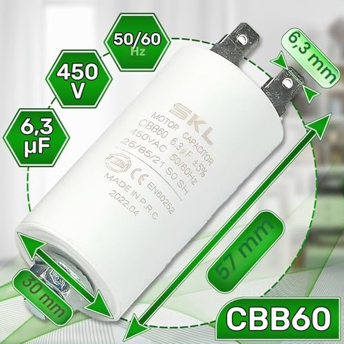Capacitor 6.3µf CBB60 Rated Voltage 450 V Starting Capacitor ONIX TECH