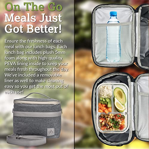 Bright Line Eating 6-Can Insulated Cooler Bag — PEVA Foam Lining Lunch Bag for Men & Women — Soft Cooler Bag w/Pockets & Removable Shoulder Strap — Travel Cooler Bag for Camping & Beach (Grey) Gray