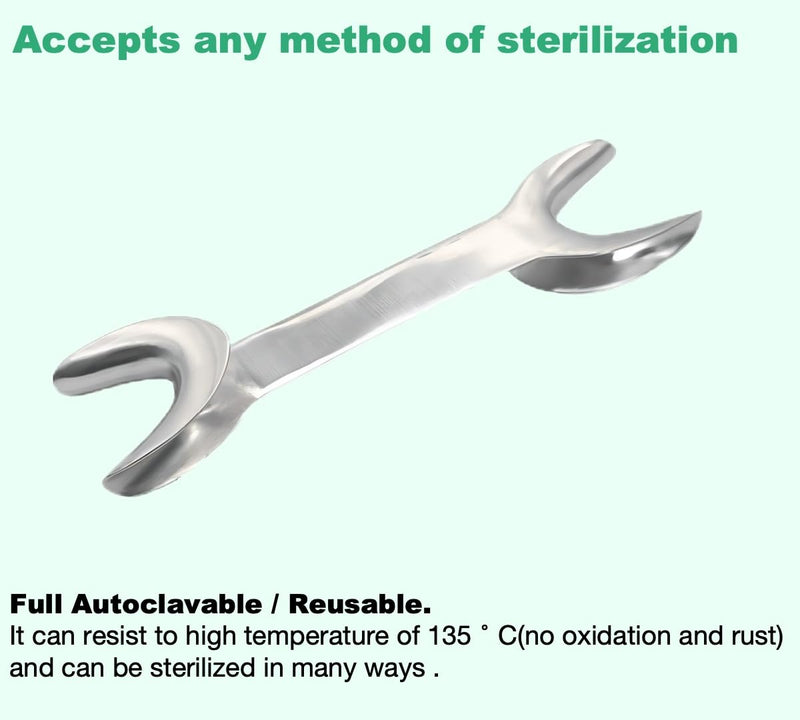 [Australia - AusPower] - Stainless Steel Double-Ended Dental Cheek Retractor - Durable, Autoclavable, Non-Corrosive Oral Mouth Opener for Professional Dental Use 1 PC (Large) 