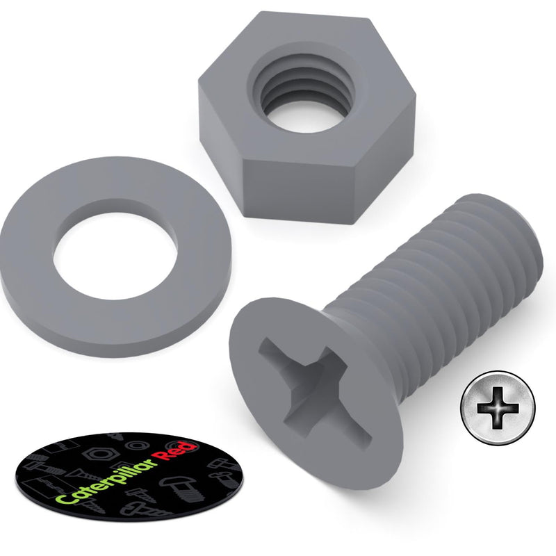 [Australia - AusPower] - 20 x Grey Countersunk Screws Polypropylene (PP) Plastic Nuts and Bolts, Washers, M8 x 20mm, Anti-Corrosion, Chemical Resistant, Gray, (5/16 x 25/32 in) 