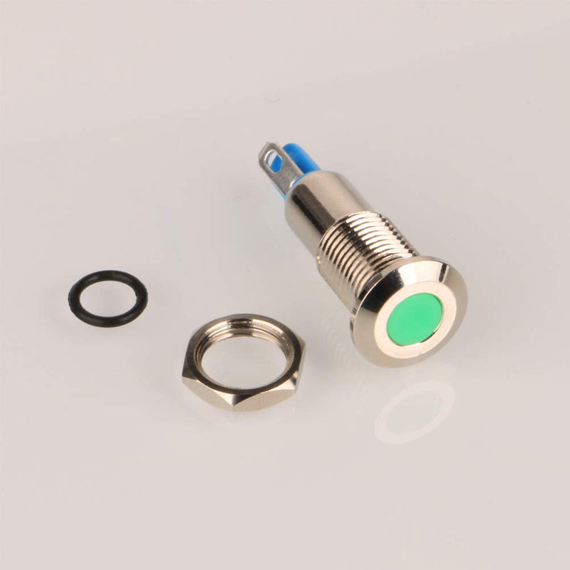 Gebildet 5pcs 8 mm AC/DC 12-24V Stainless Steel Waterproof LED Indicator Light and in 5 Colors Red/Orange/Blue/Green/White Mix 5 Colors