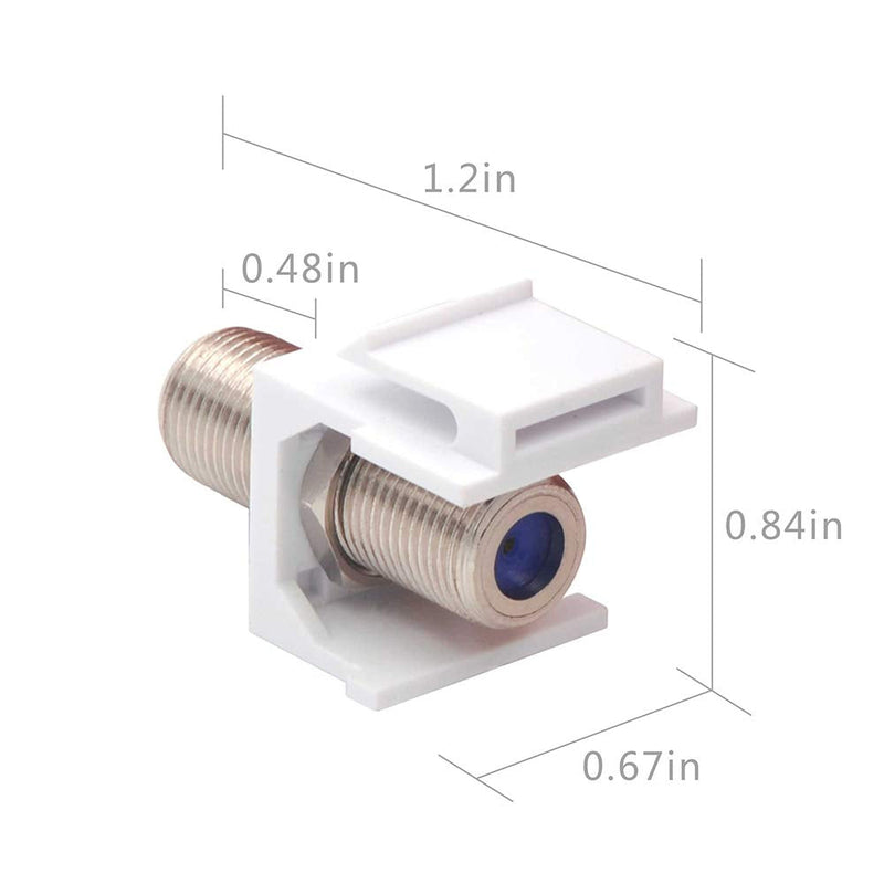 [Australia - AusPower] - VCE Coax Keystone Jack Insert 10-Pack, 3GHz Coaxial Cable Connector, F-Type RG6 Cable Extender Female to Female for Wall Plate and Patch Panel, Nickel-Plated 