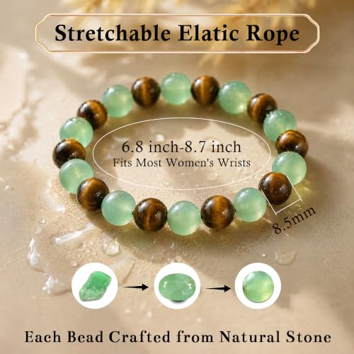 PEALICIOU Money Bracelets for Women Jade and Tiger Eye Protection Bracelet Green Money Bracelet