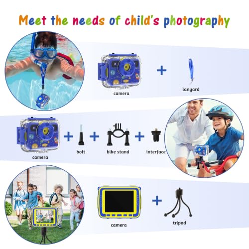 Ourlife 1080P Waterproof Camera Underwater Digital for Video Upgraded Navy-blue