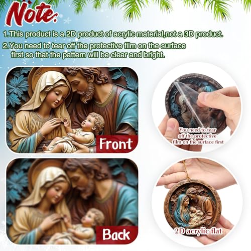 Thyle 18 Pcs Nativity Scene Ornaments Christmas Hanging Decoration for Trees Christian Gifts Catholic, Religious Thanksgiving Gifts for Men, Women Acrylic 2D Flat Hanging Ornament (Classic) Classic