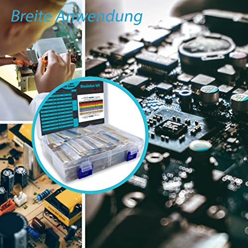 Resistor Combination Kit, 1 Ohm-3M Ohm, 1/4 Metal Film Resistor Kit (130 Value 2600 Pieces)