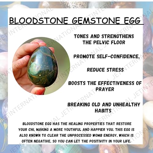 Natural Bloodstone Egg 2 Inch – Hand Carved Healing Crystal Egg for Energy, Chakra Balancing, Reiki, Meditation & Home Décor – Polished Gemstone Egg