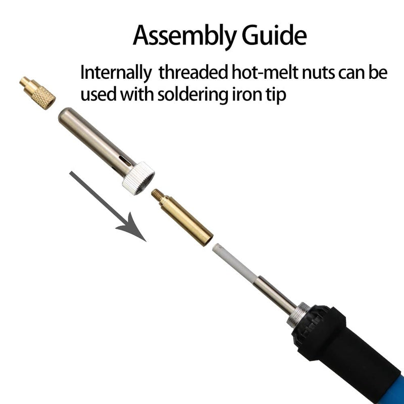 [Australia - AusPower] - Quicko Heat Set Insert Tool M2 M3 M4 M5 M6 M8 Hot Melt Brass Knurled Nut Embedded Insertion Tip Adapter Kit 3D Printed Parts Install for T12 Soldering Iron 