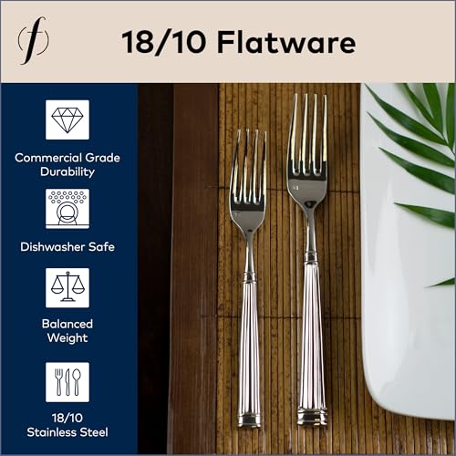 FORTESSA Doria 18/10 Stainless Steel Flatware, 5 Piece Place Setting With Table Knife, Forks and Spoons (Service For 1), Dishwasher Safe, Polished 5-Piece Place Setting, Service for 1
