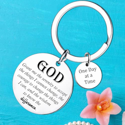 Sobriety Keyring Encouragement Gifts for Women Men Sobriety Addiction Recovery AA Gifts Religious Gift Inspirational Keychain Serenity Prayer Gift
