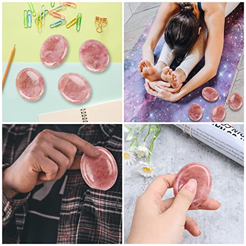 2" Strawberry Quartz Worry Stone Cherry Palm Stones Healing Crystals for Anxiety Meditation Thumb Stone Witchy Strawberry Decor Gift Strawberry Crystal 2.0"