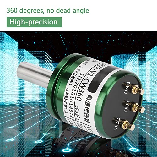 Hall Angle Sensor, Rotatable Hall Sensor 0-360° 0.088° Resolution, 12 bit Hall Effect Sensor Rotatable Hall Effect Potentiometer Angle Sensor, 0-5V Output Full Circle