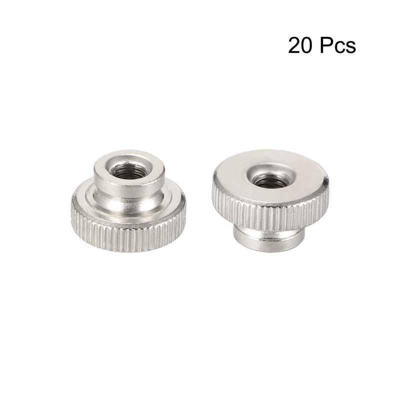 [Australia - AusPower] - uxcell Knurled Thumb Nuts, 20Pcs M5x0.8mm Iron Round Knobs Fasteners for 3D Printer Parts, Silver Tone M5 