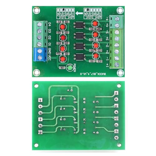 Fyearfly Optocoupler Insulation Card, 4-Channel Optocoupler Insulation Module 24V to 5V PLC Signal Level Voltage Converter Electrical Component for Pnp to Npn Conversion