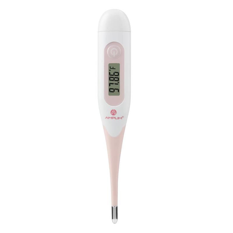 [Australia - AusPower] - Amplim Digital Basal Thermometer, Medical Grade Accurate BBT for Ovulation Tracking, 1/100th Degree High Precision Fertility Prediction, 60-Sec Read, Memory Recall, Flexible Waterproof Tip – Pink 